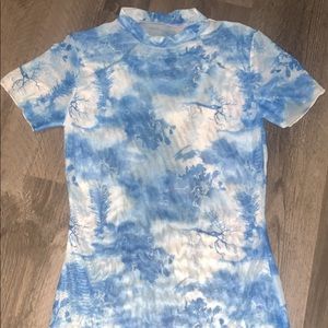 SHEIN blue/white tie dye swim suit coverup